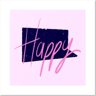 Pink happy hand letters Posters and Art